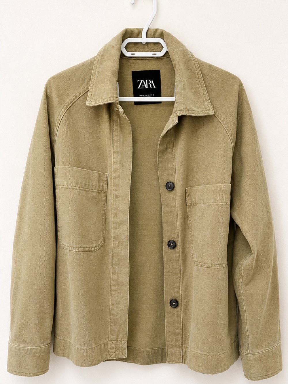 Zara Khaki Button-Front Oversized Jacket